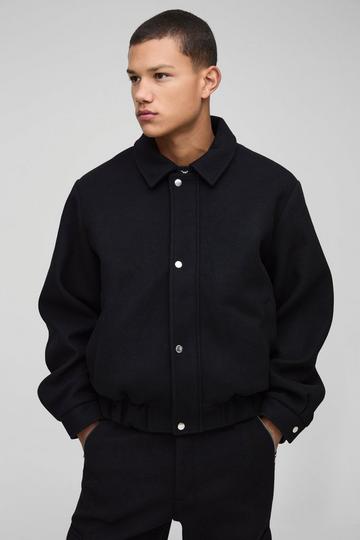 Boxy Melton Harrington Jacket black