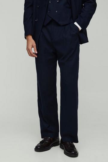 Geplooide Getailleerde Baggy Broek navy