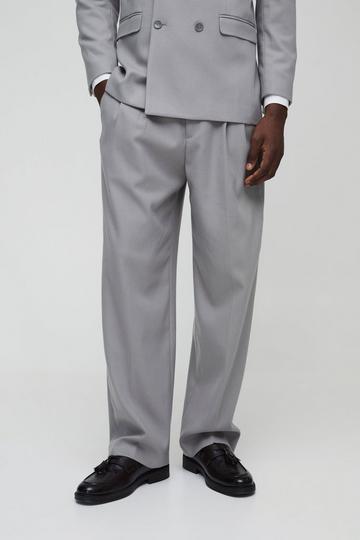 Relaxed Fit Pleat Detail Tailored Trouser light grey