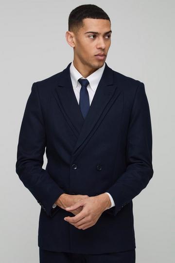 Relaxed Fit Double Breasted Blazer navy