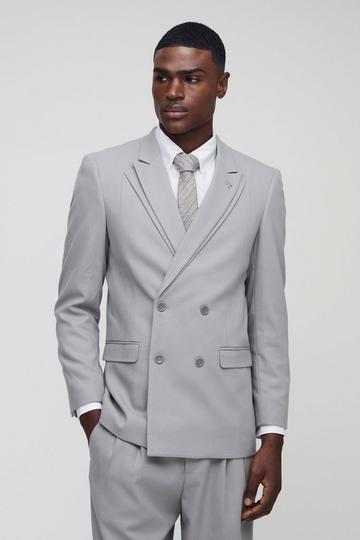 Relaxed Fit Double Breasted Blazer light grey