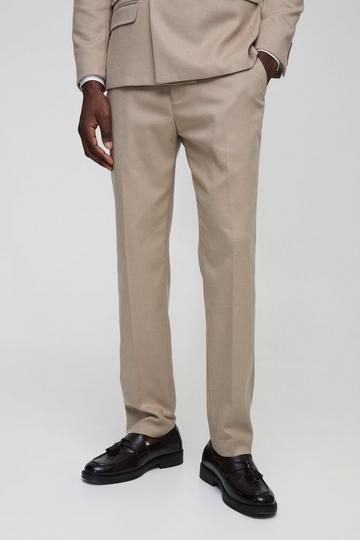 Ecru White Slim Fit Textured Tailored Trouser