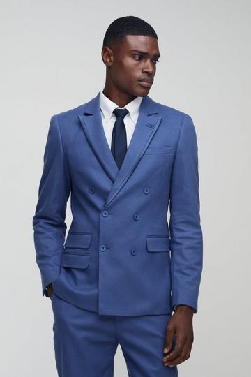 Slim Fit Blazer Met Dubbele Knopen, Textuur En Dubbele Knopen light blue