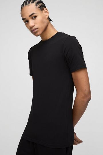 Basic Muscle Fit Crew Neck T-Shirt black