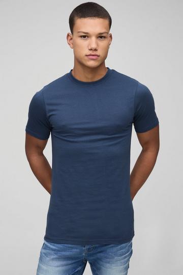 Navy Basic Slim Fit Crew Neck T-Shirt