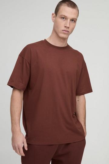 Oversized Basic Crew Neck T-shirt chocolate