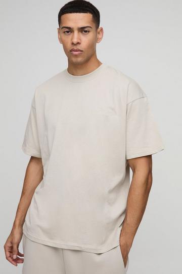 Oversized Geborduurd BM Signature T-Shirt Met Crewneck stone