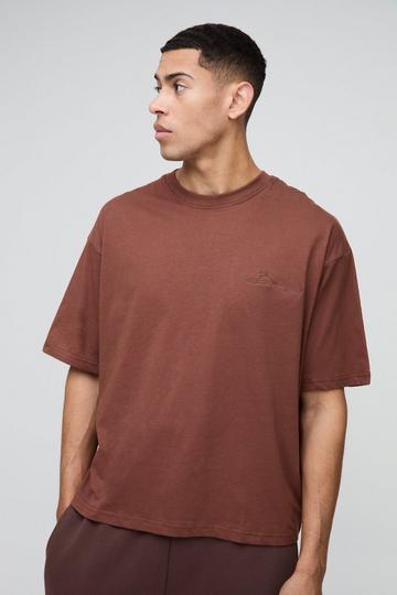 Oversized Boxy BM Signature Embroidered T-shirt chocolate