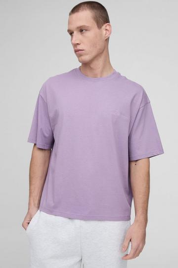 Oversized Geborduurd Boxy BM Signature T-Shirt purple