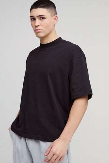 Black Oversized Boxy Extended Neck T-shirt