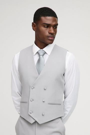 Slim Fit Double Breasted Waistcoat grey