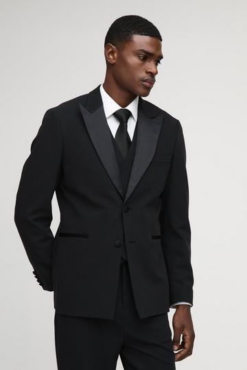 Straight Fit Satin Lapel Blazer black