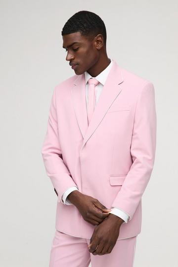 Blazer Met Contrasterende Zoom En Rechte Pijpen light pink