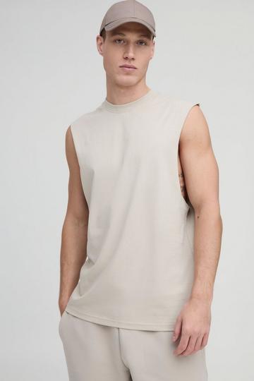 Basic Tank Top Met Grote Armgaten stone