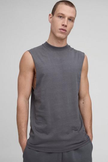 Basic Tank Top Met Grote Armgaten charcoal