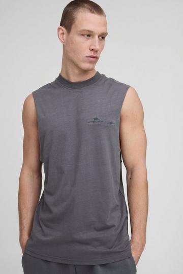 Basic Bm Signature Tank Top Met Grote Armgaten charcoal