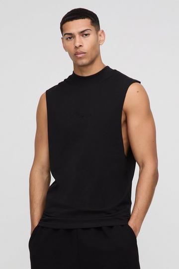 BM Signature Tank Top Met Grote Armgaten En Brede Nek black