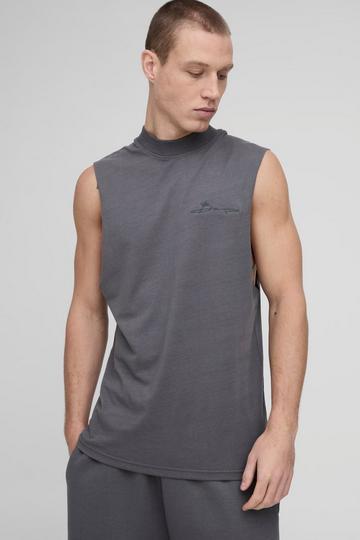 BM Signature Tank Top Met Grote Armgaten En Brede Nek charcoal