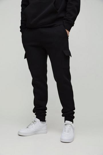 Black Tall 330GSM Skinny Fit Basic Cargo Jogger