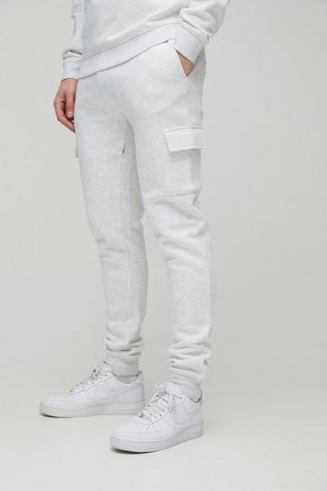 Grey Tall 330GSM Skinny Fit Basic Cargo Jogger