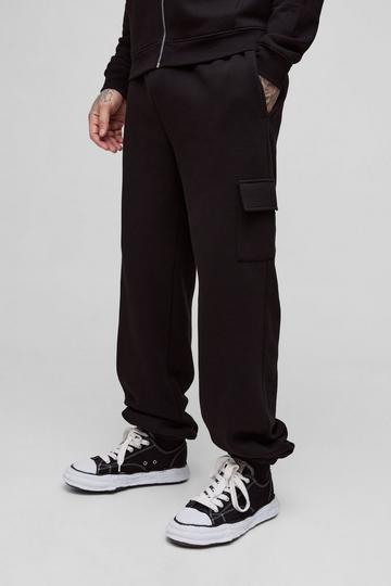 Black Tall 330GSM Relaxed Fit Basic Cargo Jogger