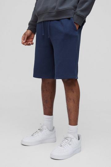 Navy Tall Loose Fit Mid Length Basic Shorts