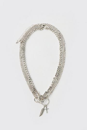 Silver Layered Necklace In Silver