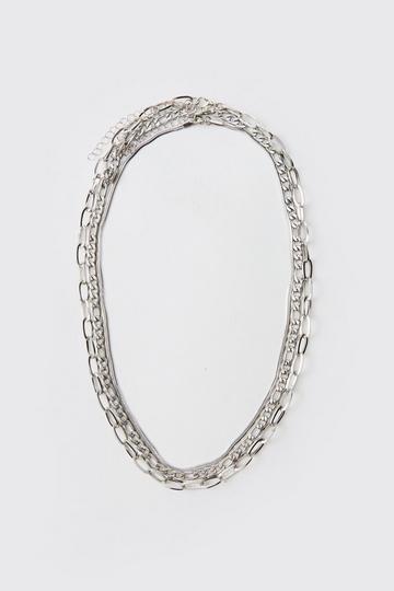 Silver Layered Necklace In Silver