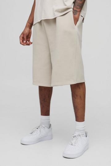 Stone Beige Tall Oversized Drop Crotch Basic Shorts