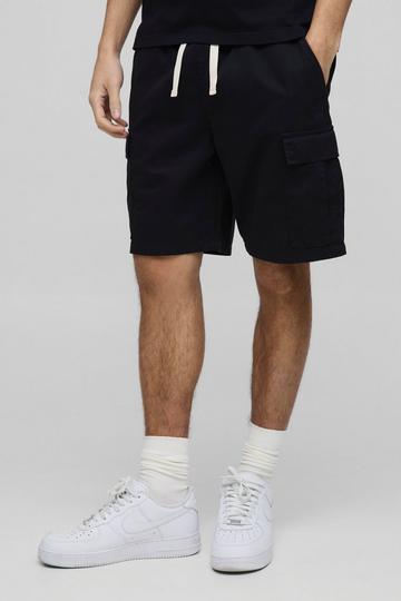 Zwarte Slim Fit Cargo Shorts Met Elastische Taille black