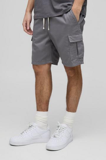 Elasticated Waist Grey Slim Fit Cargo Shorts grey