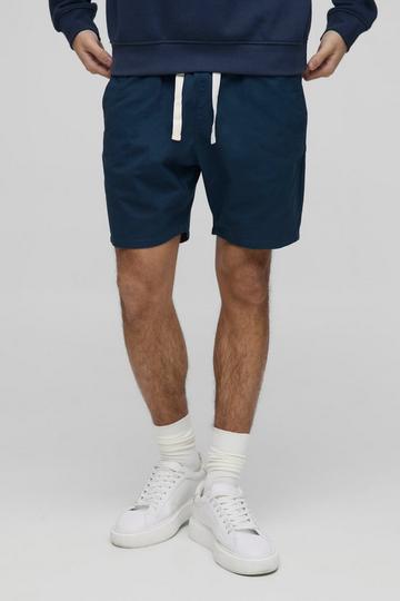 Keperstof Slim Fit Shorts Met Elastische Taille navy