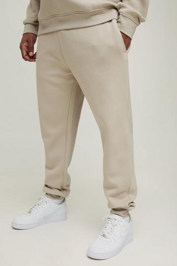 Stone Beige Plus 330GSM Skinny Fit Basic Jogger