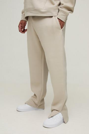 Stone Beige Plus 330GSM Regular Fit Split Hem Jogger