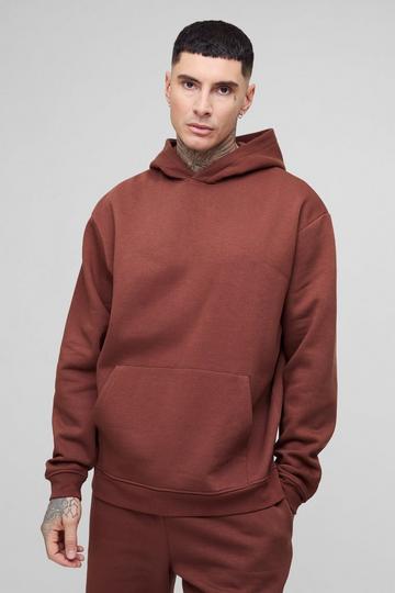 Tall Basic Oversized 330GSM Overhead Hoodie chocolate