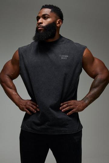 Man Active Training Dept. Oversized Washed Tank black