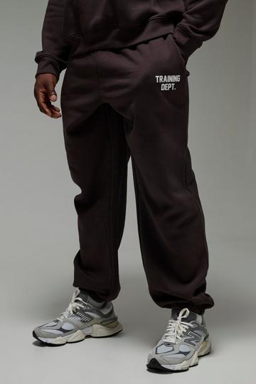 Man Active Oversized Geborstelde Training Dept Joggingbroek dark brown