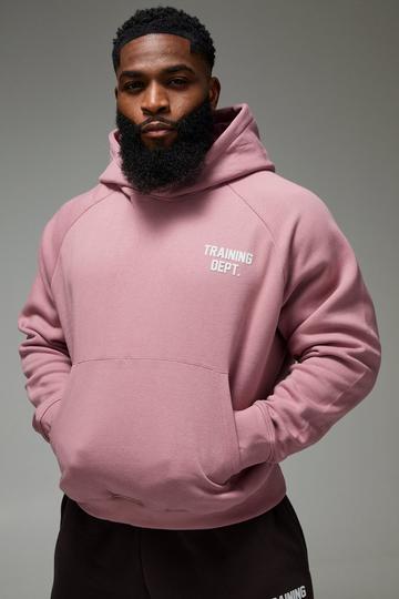 Pink Man Active Training Dept Boxy Brushed Hoodie