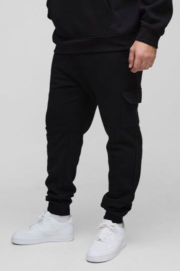 Black Plus 330GSM Skinny Fit Basic Cargo Jogger