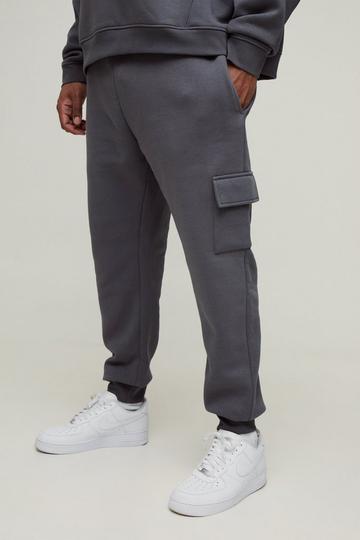 Plus 330GSM Skinny Fit Basic Cargo Jogger charcoal