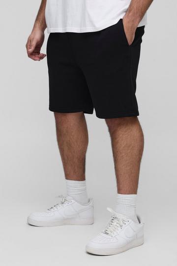 Plus Middellange Basic Slim Fit Shorts black