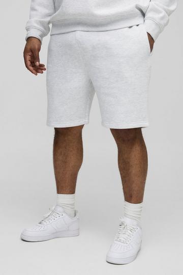 Plus Middellange Basic Slim Fit Shorts grey marl