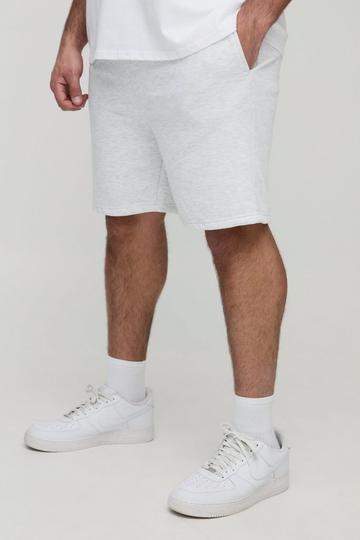 Plus Loose Fit Mid Length Basic Shorts grey marl