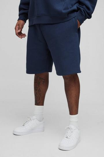 Navy Plus Loose Fit Mid Length Basic Shorts