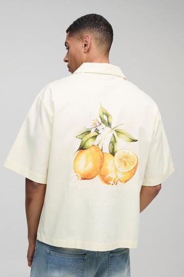 Oversized Lemon Printed Revere Shirt yellow