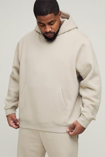 Plus 330GSM Regular Fit Over The Head Basic Hoodie stone