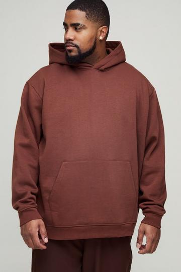 Plus Basic Oversized 330GSM Overhead Hoodie chocolate