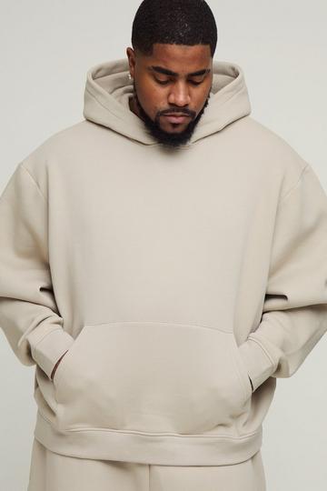 Stone Beige Plus 330GSM Oversized Boxy Basic Hoodie