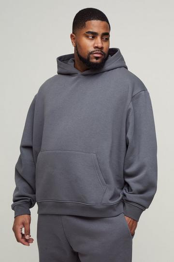 Plus Oversized Basic Boxy 330GSM Hoodie charcoal