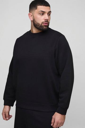 Plus Basic 330GSM Trui Met Crewneck black